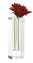 Modern Clear Tall Block Optical Crystal Vase - £106.84 GBP