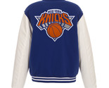NBA New York Knicks Reversible Fleece Jacket PVC Sleeves Embroidered Pat... - £106.16 GBP