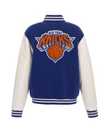 NBA New York Knicks Reversible Fleece Jacket PVC Sleeves Embroidered Pat... - £106.66 GBP