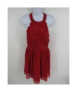 Speechless Juniors Fit &amp; Flare Dress Red Sequins Halter Keyhole 7 NWT $69 - £14.79 GBP