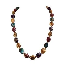 Vintage Multi-Color Beaded Necklace – Faceted Swirled Statement Jewelry - $14.85