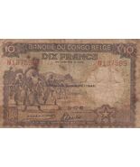 Belgian Congo, 10 Francs, 1942, Overprint, P14b, VF, Scarce - $128.32