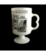 Vintage Niagara Fall Milk Glass Pedestal Mug B Handle Footed White Cup - $25.73 CAD