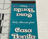 Matchbook Cover  Casa Bonita  It’s a Feast• ival  Tulsa, Denver, Little ... - £9.89 GBP