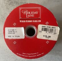 Holiday Lane Wire Edge Ribbon Garland 2.5&quot; x 30ft Gold Velour Metallic - $7.87