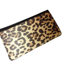 INC Microsuede Leopard Print Clutch Wallet Passport Zipper Case Zip Pouch - £9.46 GBP