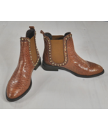 Vince Camuto Brown Croc Print Frencel Chelsea Leather Ankle Boots Wms Sz... - £39.95 GBP
