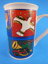 Christmas Mug with Dove Trees Snowmen Stoneware Fire Works Design cup 1997 - $148.47 MXN