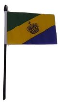RFCO Wholesale Lot 12 Mardi Gras Party Crown 4&#39;&#39;x6&#39;&#39; Flag Desk Table Stick Black - £11.10 GBP