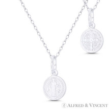 St. Benedict of Nursia &amp; Cross 925 Sterling Silver Reversible 10mm Medal Pendant - £9.16 GBP+