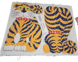 VTG Cut &amp; Sew Tiger Cotton Fabric Panel, Toy Pillow Stuffed ~30&quot; Orange,  RARE! - £22.80 GBP