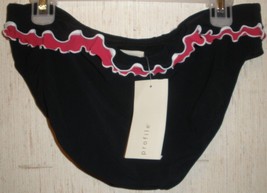 Nwt Womens Profile By Gottex Ruffly Black Bikini Bottom Size 14 - £14.90 GBP