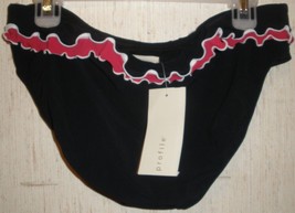 NWT WOMENS profile by gottex RUFFLY BLACK BIKINI BOTTOM   SIZE 14 - $18.65