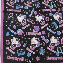 Hello Kitty Bandana I Love My Cat Black Pink Star Print Kawaii Scarf - $22.74