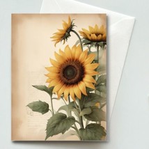 Sunflowers #4 Greeting Card &amp; Envelope -  Watercolor Illustration - Blan... - $5.79
