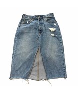 Levis Big E Distressed Denim Button Fly Skirt with V slit size 26 - $47.18 CAD