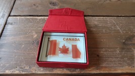Vintage Glass Canadian Flag Paperweight original box 3&quot; - $29.69