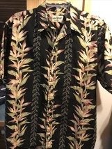 Cooke Street Honolulu Men’s L Black Floral SS Button Down Cotton Hawaiian Shirt - £23.14 GBP
