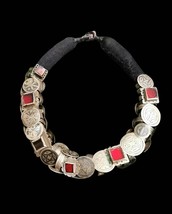 Antique Berber Silver Necklace niello rings,Amazigh jewels ,Antique Niel... - $899.10