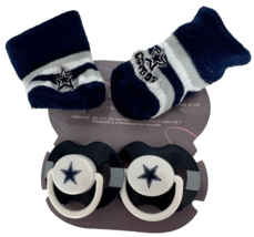 Baby Fanatic Orthodontic Pacifiers Dallas Cowboys 2 Pack and Infant Socks Texas - £13.51 GBP