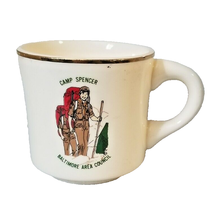 Vintage Boy Scout BSA Camp Spencer Baltimore Area Council Coffee Mug USA Hiking - £9.14 GBP