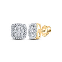 Authenticity Guarantee 
14kt Yellow Gold Womens Round Diamond Square Earrings... - £536.11 GBP