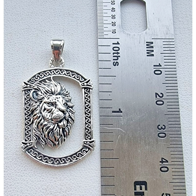 925 STERLING SILVER LION GOTHIC PUNK ROCK PROTECTION PENDANT AT Item image 8