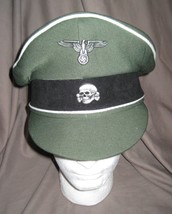 German ww2 elite Waffen ss replica reproduction Gabardine Crusher Cap Hat Sz 58 - £105.54 GBP