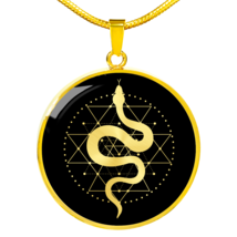 Sacred Geometry Snake in Circle Triangle Circle Necklace Stainless Steel or 18k - £34.12 GBP+