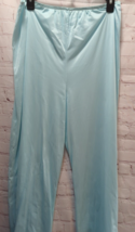 Nancy King XL women vintage USA made nylon blue pajama bottoms pants 28.... - $11.87