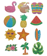 12Pcs Hawaii Diamond Magnets Beach Jewel Art Flip Flops Flamingo Completed - $16.24 CAD