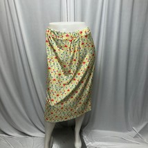 Lily by Firmiana Midi Skirt Womens Medium Green Pink Orange Floral Stretchy - £9.80 GBP