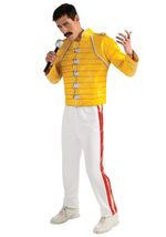 Freddie Mercury Wembley Concert Yellow Biker Jacket Faux Leather Coat Co... - $114.99