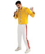 Freddie Mercury Wembley Concert Yellow Biker Jacket Faux Leather Coat Costume - $114.99