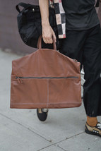 Leather Suit Carrier Garment Bag/Custom Brown Carry-on Travel Suit Garment Bag - £126.59 GBP