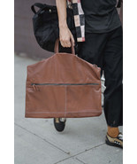 Leather Suit Carrier Garment Bag/Custom Brown Carry-on Travel Suit Garme... - €136,62 EUR