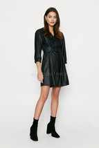 Stylish Black Women Real Soft Lambskin Leather Dress Handmade Party Casual Wear - £124.83 GBP