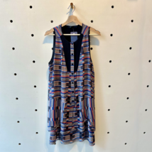 6 - Proenza Schouler 100% Silk Sleeveless Striped Layered Hem Dress 0327SM - $75.00