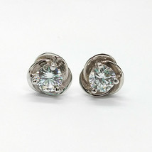 14K White Gold Plated 2 Ct Round Simulated Diamond Stud Earrings - £52.36 GBP