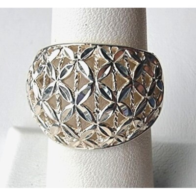 Jcm 925 Sterling Silver Diamond Cut Filigree Ring Size 7 At Item image 3