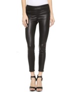 Helmut Lang Stretch Plonge LEATHER Leggings CROPPED Pants Jeans Black sz 2 - €127,72 EUR