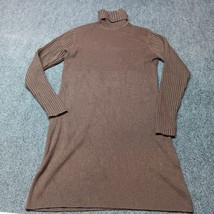 Moda International Sweater Women XL Long Brown Silk Cashmere Blend Turtl... - £22.11 GBP