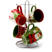 Gibson Home Santa Smile 4 Piece 15 Ounce Stoneware Mugs in Assorted Designs - $53.44