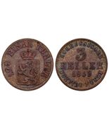 1859 German States Hesse-Cassel 3 Heller in AU Condition KM #612 - $80.30