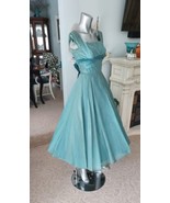 Vintage 1950s Harry Keiser Cocktail Party Dress Shelf Bust Aqua Turquoise - £102.98 GBP