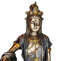 Kwan Yin Heart Sutra Statue 15&quot; Quan Yin Guan Goddess Water Moon Bronze Resin - £133.64 GBP