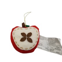 Gift Card Holder Christmas Ornament Apple Plush Fruit AVON Seed Slice Ho... - $11.64