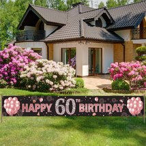 60Th Birthday Decorations Yard Banner for Women, 60 Year Old Rose Gold Happy - £14.73 GBP
