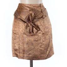 BCBGMAXARIA gold metallic skirt tie front detail size 2 lined - £23.86 GBP