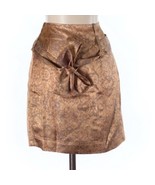 BCBGMAXARIA gold metallic skirt tie front detail size 2 lined - $568.68 MXN